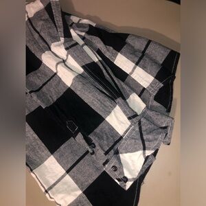 Black and White Plaid Button-Up